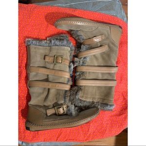 Tory Burch rabbit fur & leather ‘Jaden’ moc boot 9